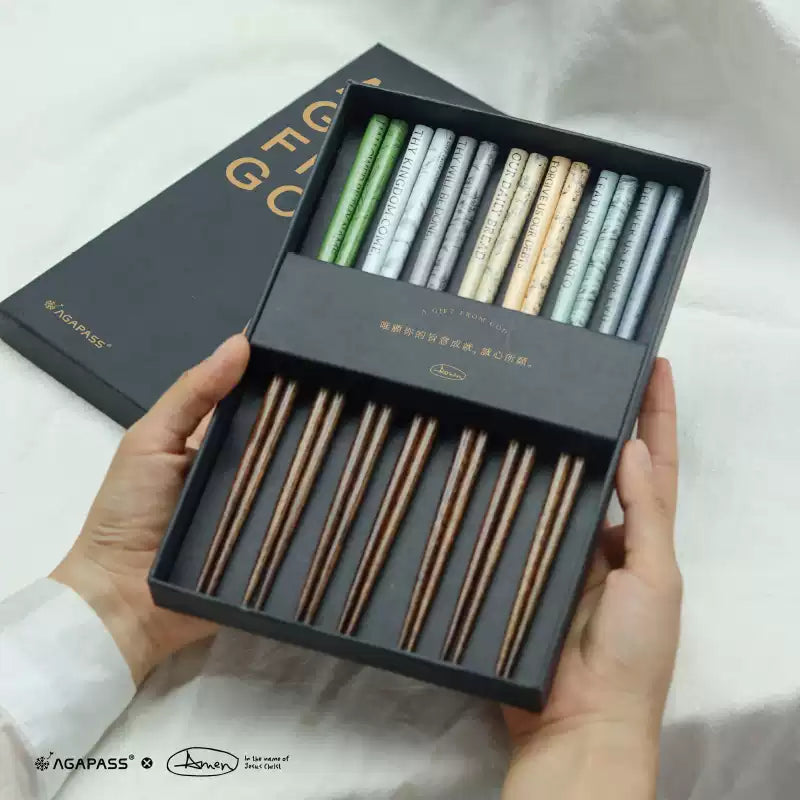 Agapass May You Come Natural Wooden Chopsticks Gift Box